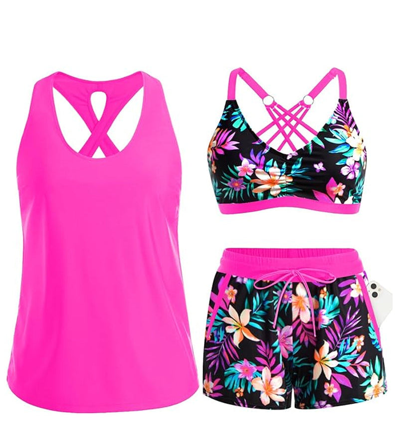 Maren | Drei-Teiliges Tankini-Bikini & Cover-Up Set