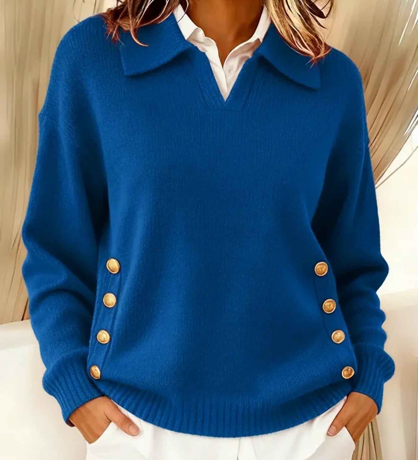 Hannelore | Weicher Strickpullover mit Kragen