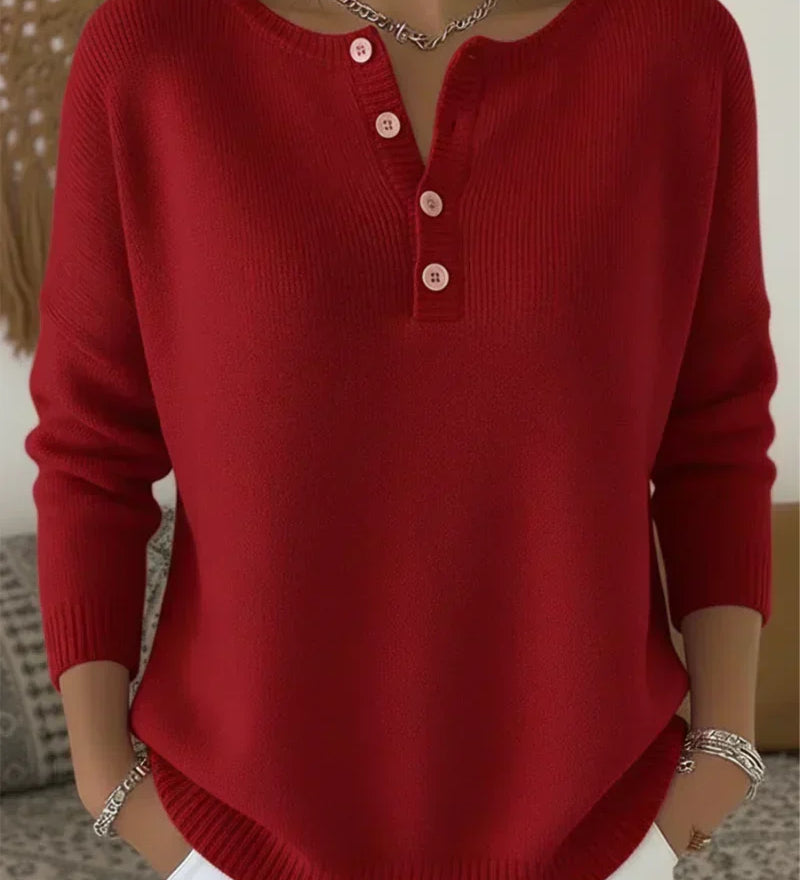 Gerda | Henley-Pullover mit Knopfleiste
