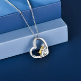 925er Sterling Silber Halskette – Herz- und Hundemotiv mit Zirkonia