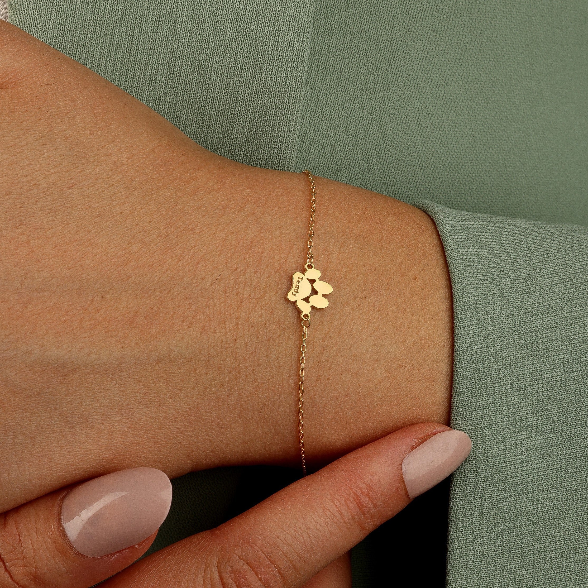 Pfotenabdruck Namens Halskette/Armband