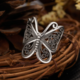 Retro Silver Butterfly Ring
