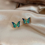 Blau Emaille Schmetterlingsohrringe