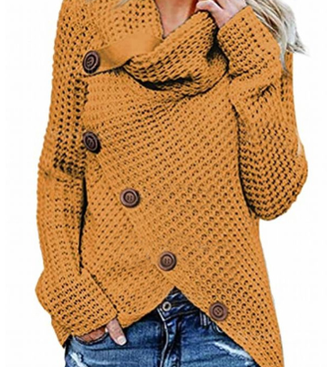Hiltrud | Strickpullover mit asymmetrischem Knopfsaum