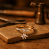 Antique Katzenpfote & Herz Steinring – Gold- und Silberfarben