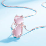 Katzenförmige Halskette mit rosa Stein und Zirkon