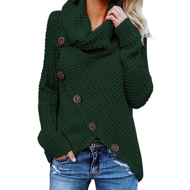 Hiltrud | Strickpullover mit asymmetrischem Knopfsaum