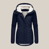 Damen Sherpa-Fleece gefütterte gesteppte Kapuzenjacke Wintermantel