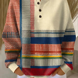 Damen Strickjacke mit Knopfleiste und Rundhalsausschnitt aus Waffelstrick