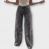 Trendige Spitzen-Patchwork-Jeans
