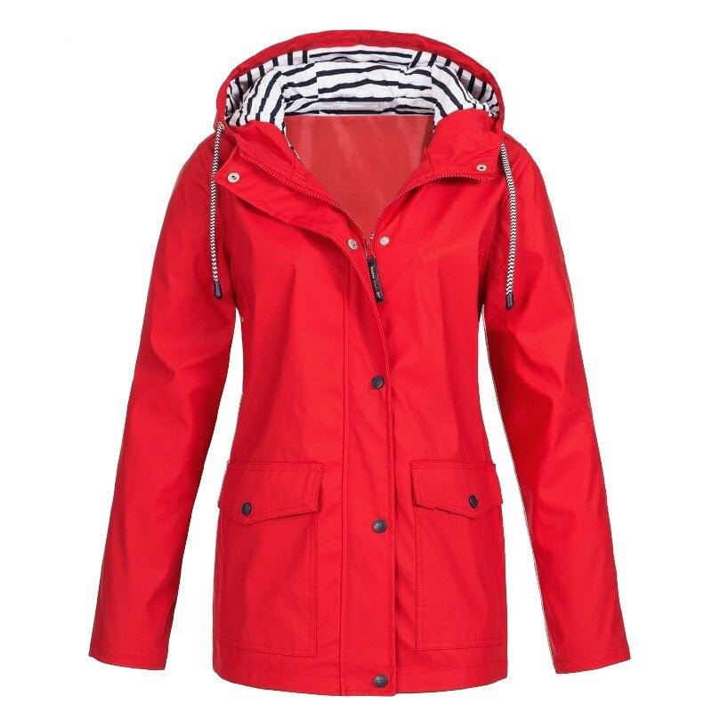 Beate | Wetterfeste Kapuzenjacke mit Streifenfutter