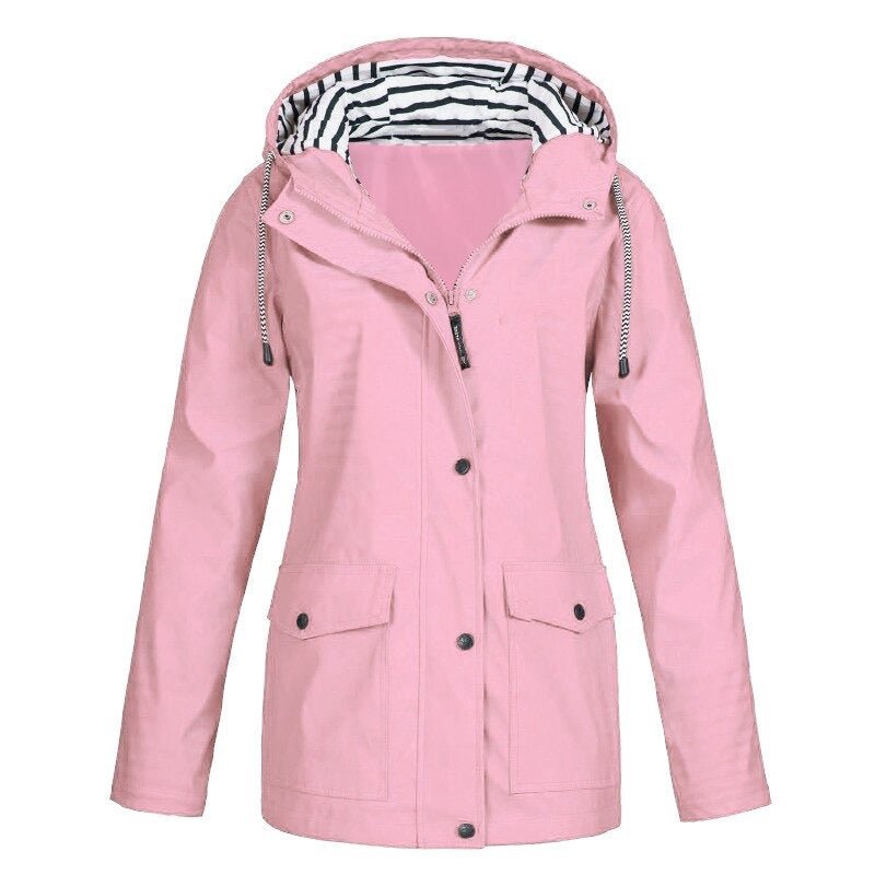 Beate | Wetterfeste Kapuzenjacke mit Streifenfutter