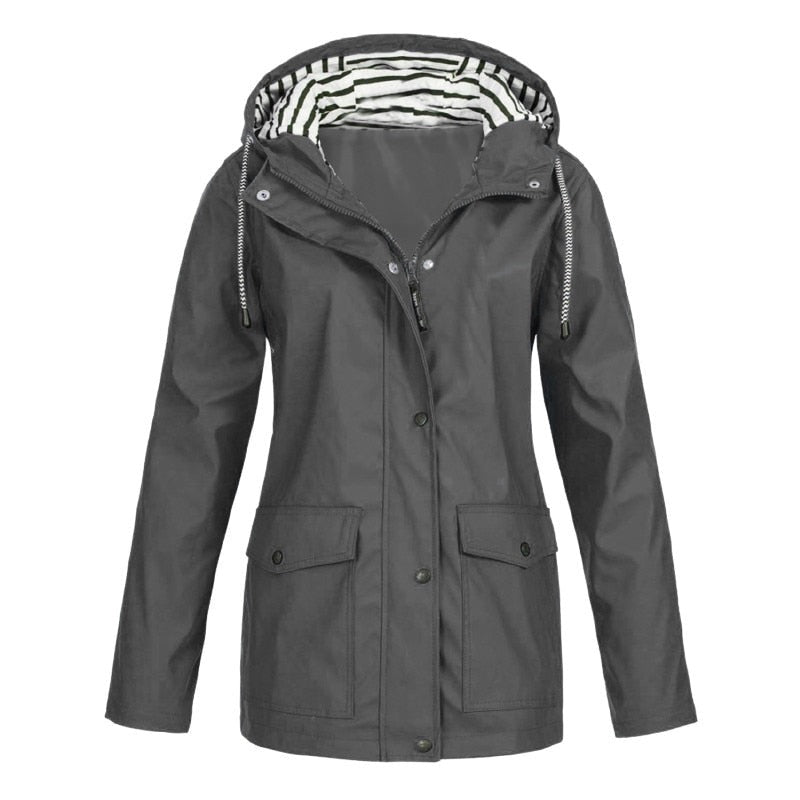 Beate | Wetterfeste Kapuzenjacke mit Streifenfutter