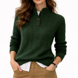 Damen Pullover aus Kabelstrick mit Knopfausschnitt aus Wollmischung