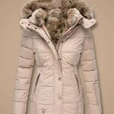 Damen Winterjacke mit gesteppter Optik und Kunstfellkapuze