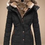 Damen Winterjacke mit gesteppter Optik und Kunstfellkapuze