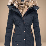 Damen Winterjacke mit gesteppter Optik und Kunstfellkapuze
