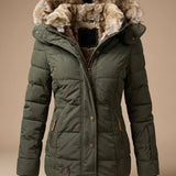Damen Winterjacke mit gesteppter Optik und Kunstfellkapuze