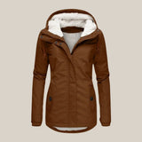 Damen Sherpa-Fleece gefütterte gesteppte Kapuzenjacke Wintermantel