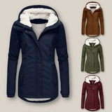 Damen Sherpa-Fleece gefütterte gesteppte Kapuzenjacke Wintermantel