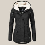 Damen Sherpa-Fleece gefütterte gesteppte Kapuzenjacke Wintermantel
