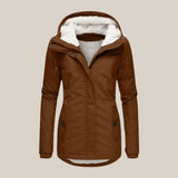 Damen Sherpa-Fleece gefütterte gesteppte Kapuzenjacke Wintermantel