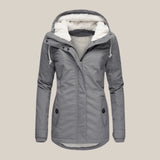 Damen Sherpa-Fleece gefütterte gesteppte Kapuzenjacke Wintermantel
