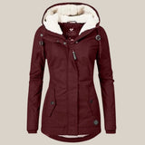 Damen Sherpa-Fleece gefütterte gesteppte Kapuzenjacke Wintermantel