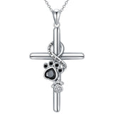 925er Sterling Silber Halskette mit Pfote und Kreuz